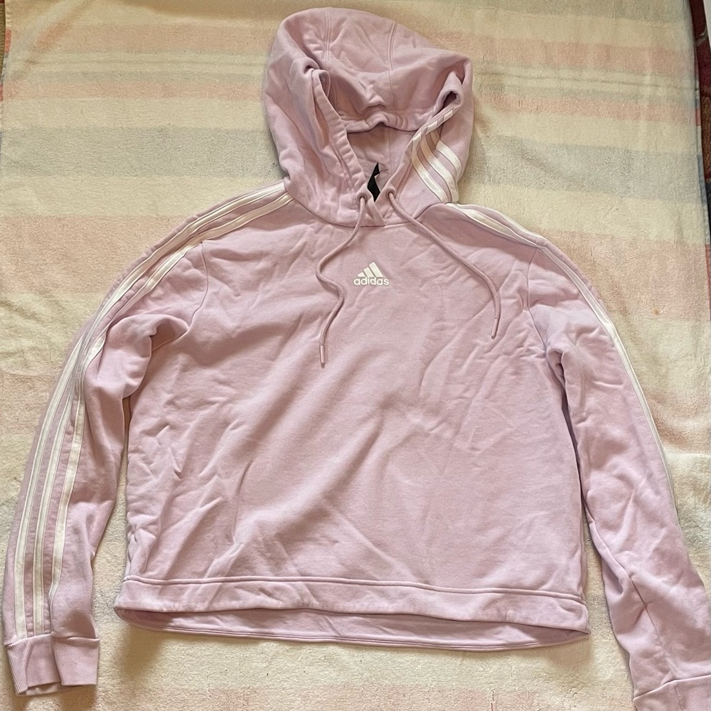 Purple/white Adidas Cropped Hoodie